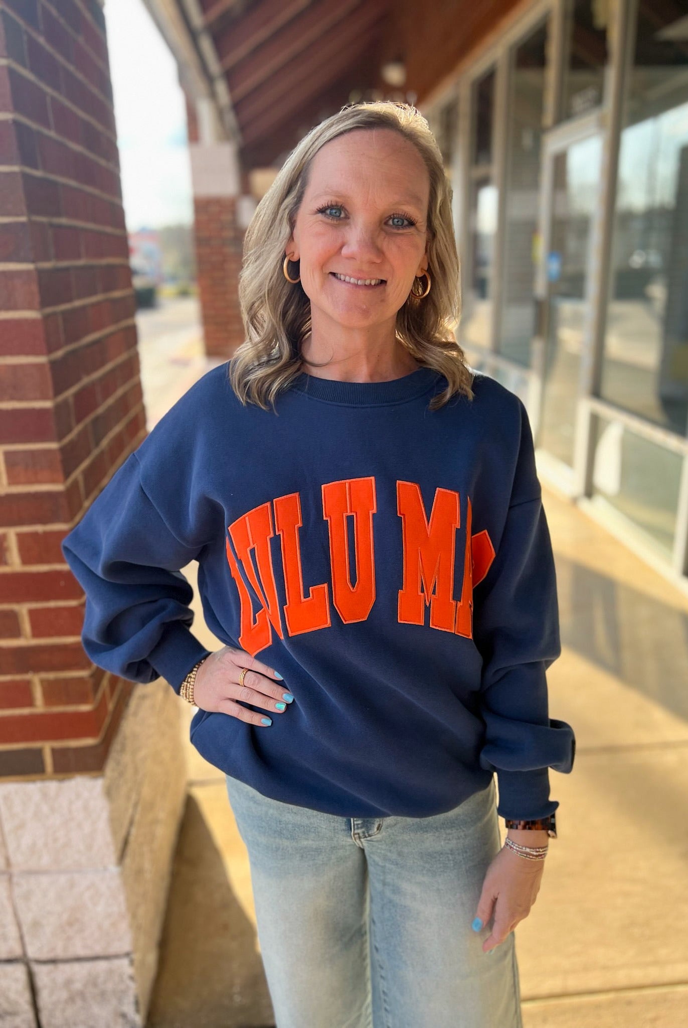 Lulu Mac Navy/Orange - Stitch Sweatshirt - A'Bekah's Boutique
