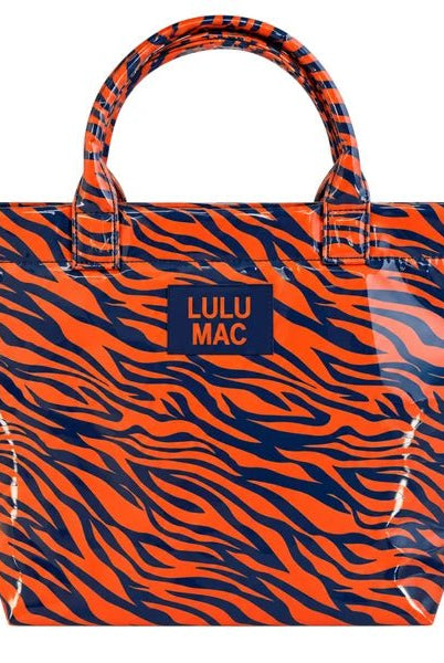 LULU MAC Orange and Blue Tiger Striped Tote Bag - A'Bekah's Boutique