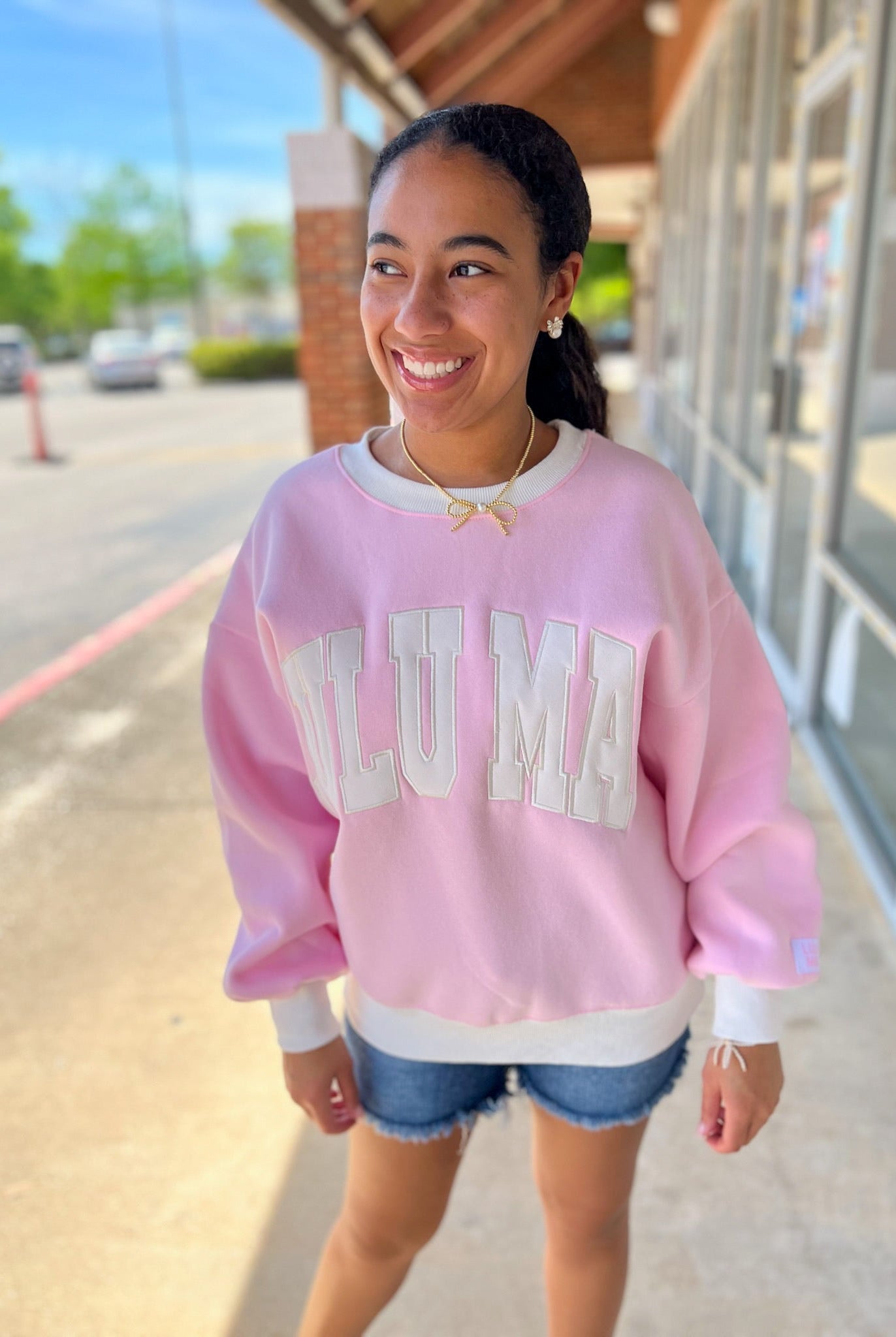 LULU MAC Pink and White Color Block Sweatshirt - A'Bekah's Boutique
