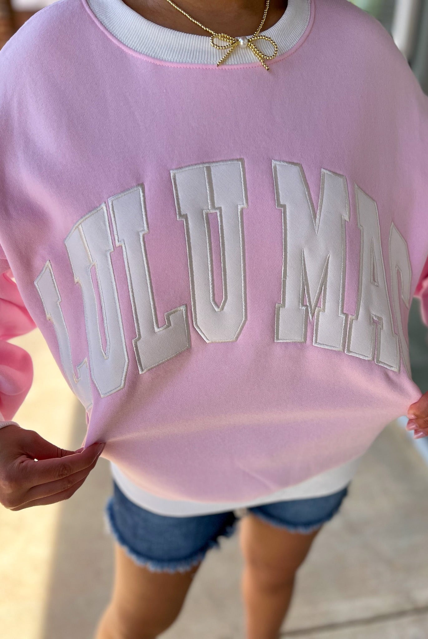 LULU MAC Pink and White Color Block Sweatshirt - A'Bekah's Boutique