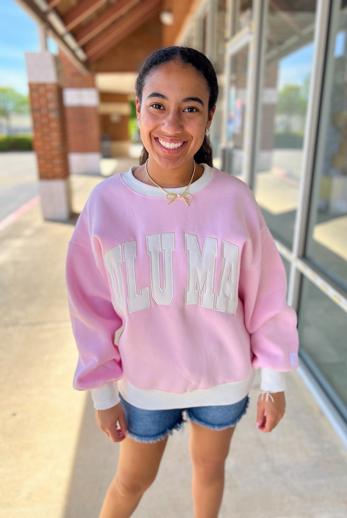 LULU MAC Pink and White Color Block Sweatshirt - A'Bekah's Boutique