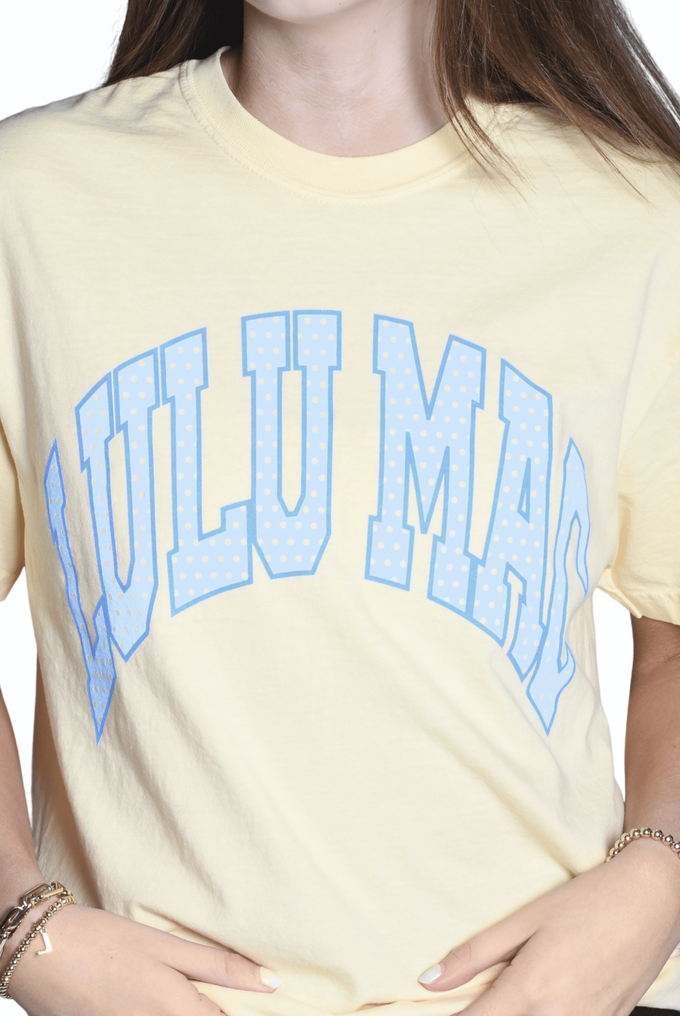 Lulu Mac Polka Dot Adult Butter Comfort Colors Tee - A'Bekah's Boutique