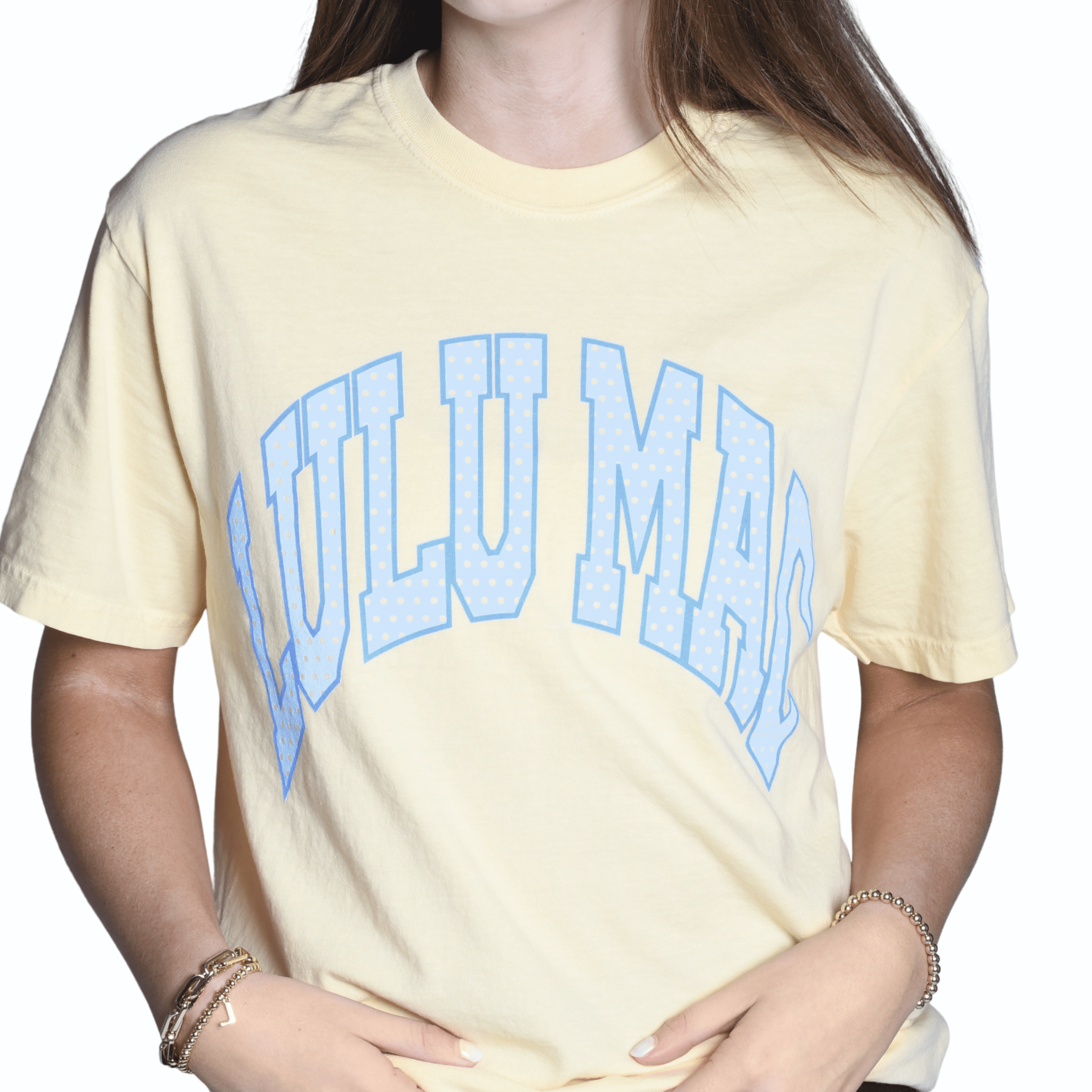 Lulu Mac Polka Dot Adult Butter Comfort Colors Tee - A'Bekah's Boutique