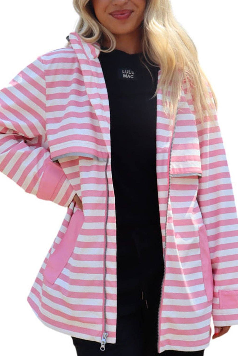 Lulu Mac Raincoat Darby Pink/White - A'Bekah's Boutique