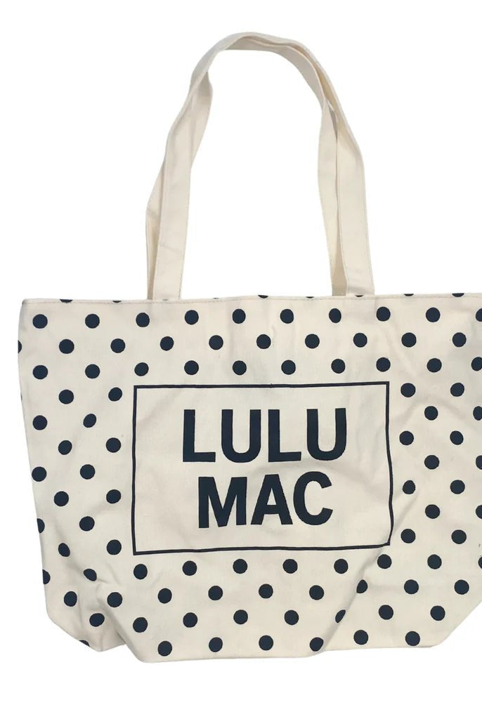 Lulu Mac White with Black Polka Dots Tote Bag - A'Bekah's Boutique