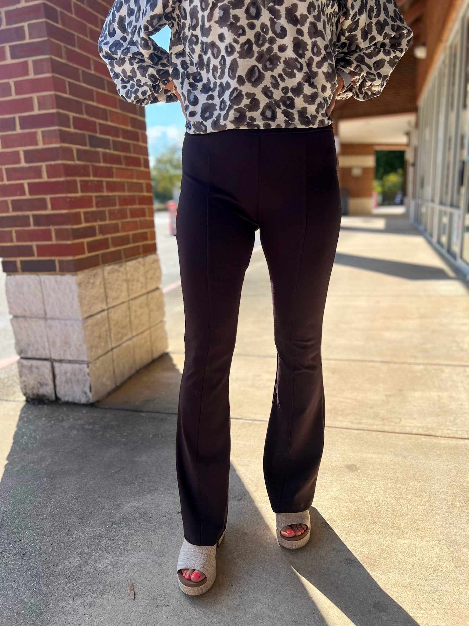 Magic Brown High Waisted Kick Flare Pants - A'Bekah's Boutique
