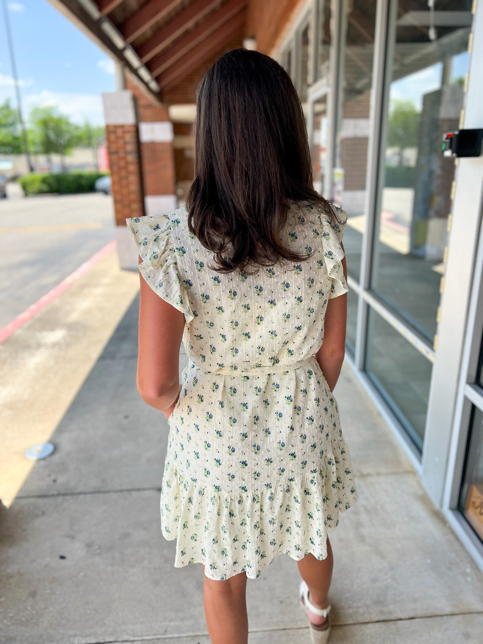 Make It Last Ivory Floral with Ruffle Sleeve and Tie Waist - A'Bekah's Boutique