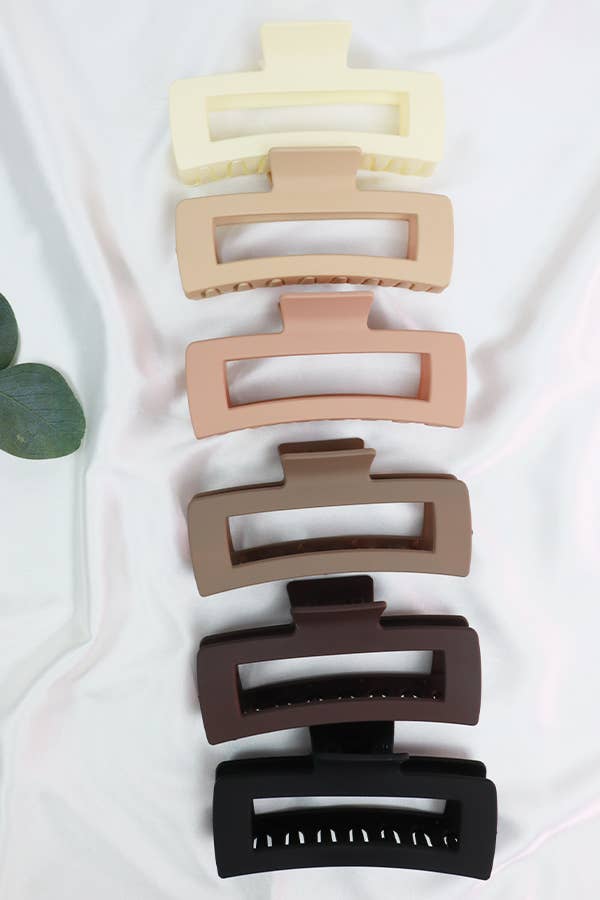 Matte Jumbo Cut Out Rectangle Hair Claw - A'Bekah's Boutique