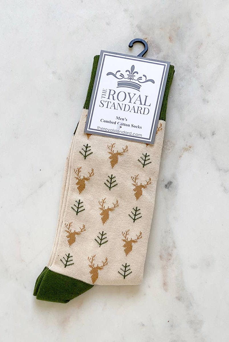 Men's Buck Socks Taupe/Olive One Size - A'Bekah's Boutique