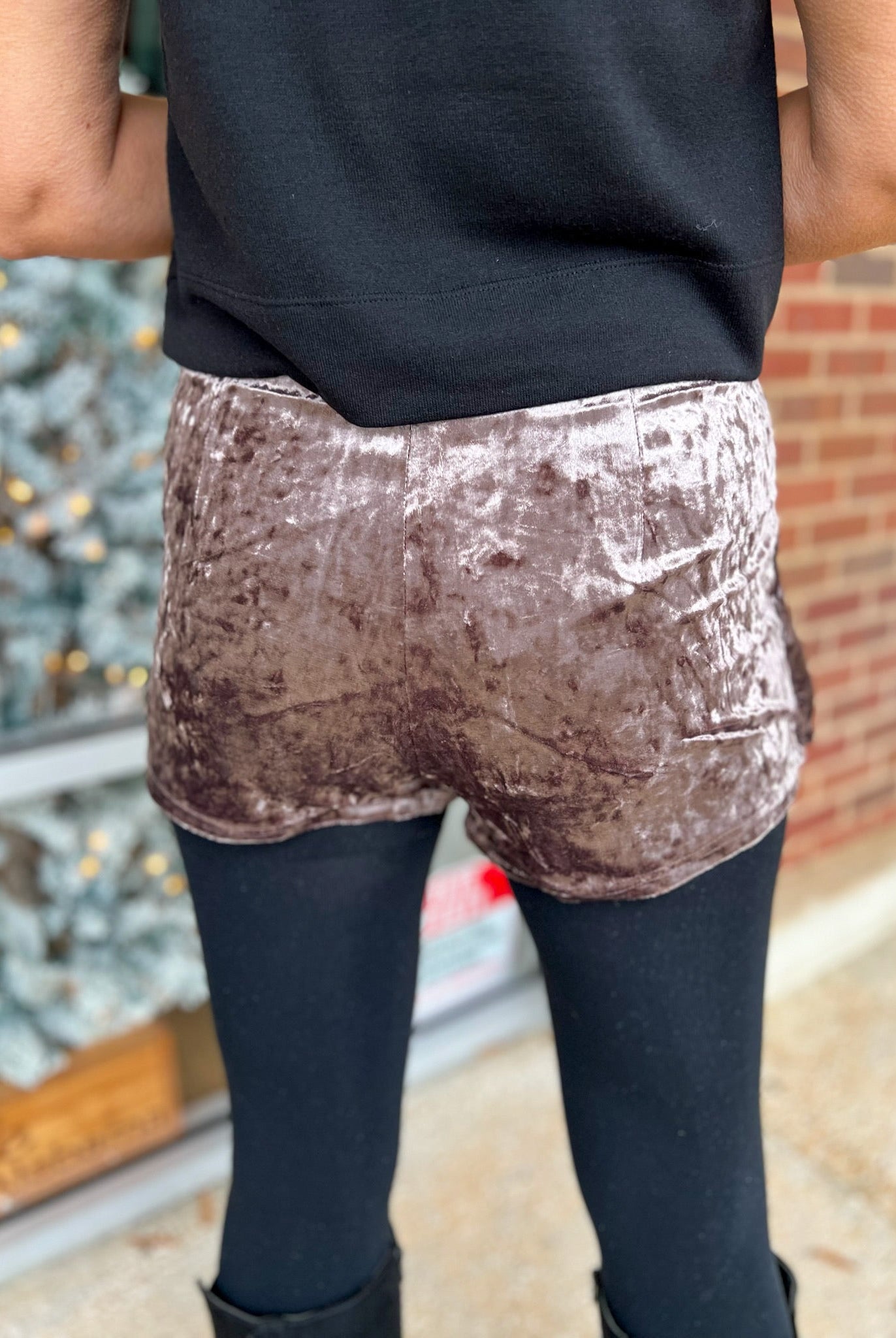 Mocha Crushed Velvet Wrap Skort - A'Bekah's Boutique