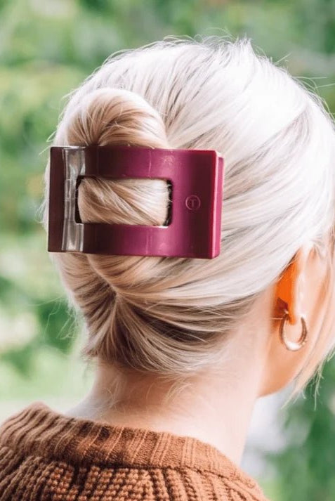 Mulberry Large Flat Rectangle Hair Clip - A'Bekah's Boutique