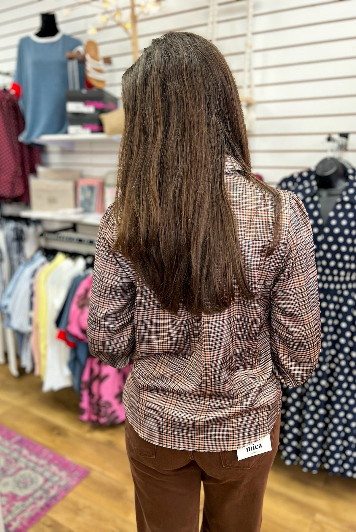 Mulitcolor Plaid Button Up Top with Self-Tie Neckline - A'Bekah's Boutique