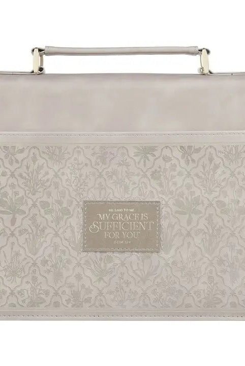 My Grace Is Sufficient 2 Cor. 12:9 Taupe Bible Cover - A'Bekah's Boutique