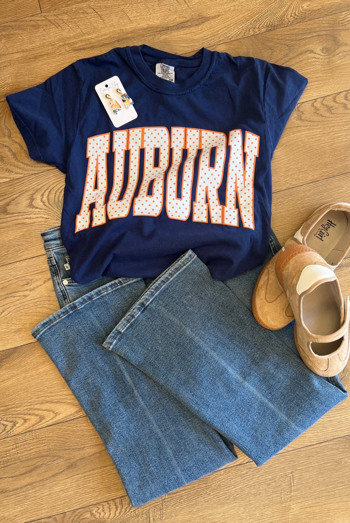 Navy Blue Auburn Graphic Short Sleeve T-Shirt - A'Bekah's Boutique