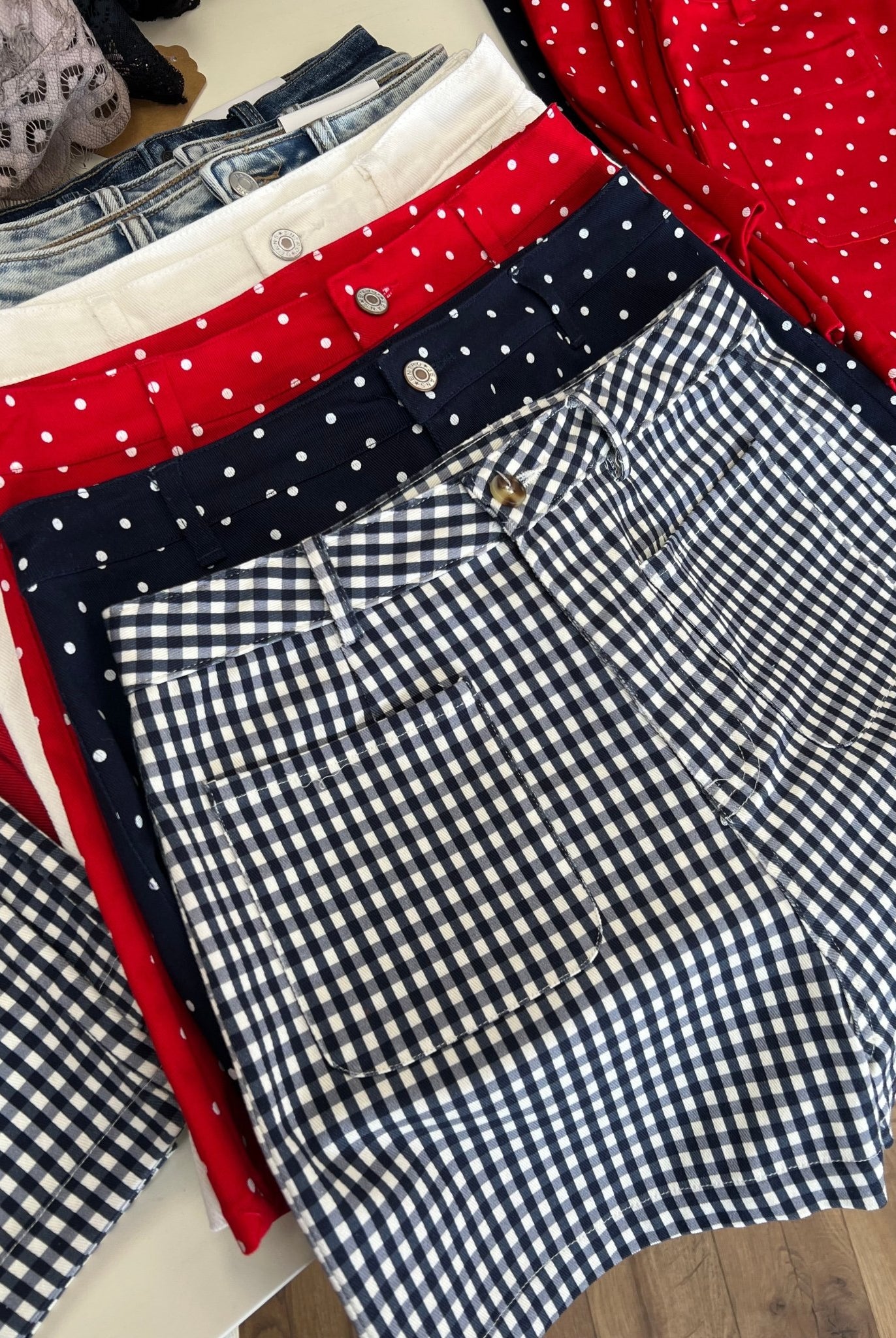 Navy Gingham Shorts with Pockets - A'Bekah's Boutique