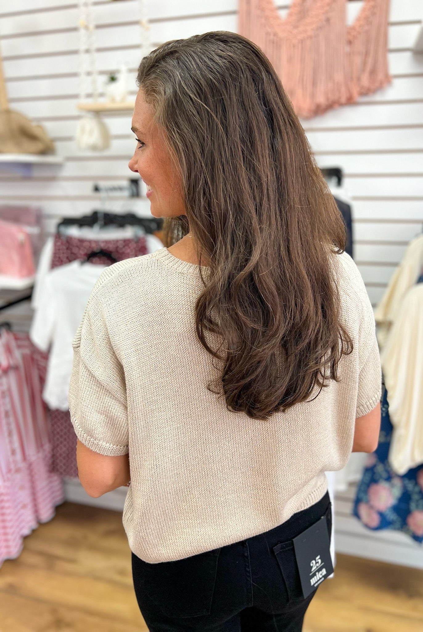Oatmeal Cap Sleeve Sweater with Subtle Shimmer - A'Bekah's Boutique