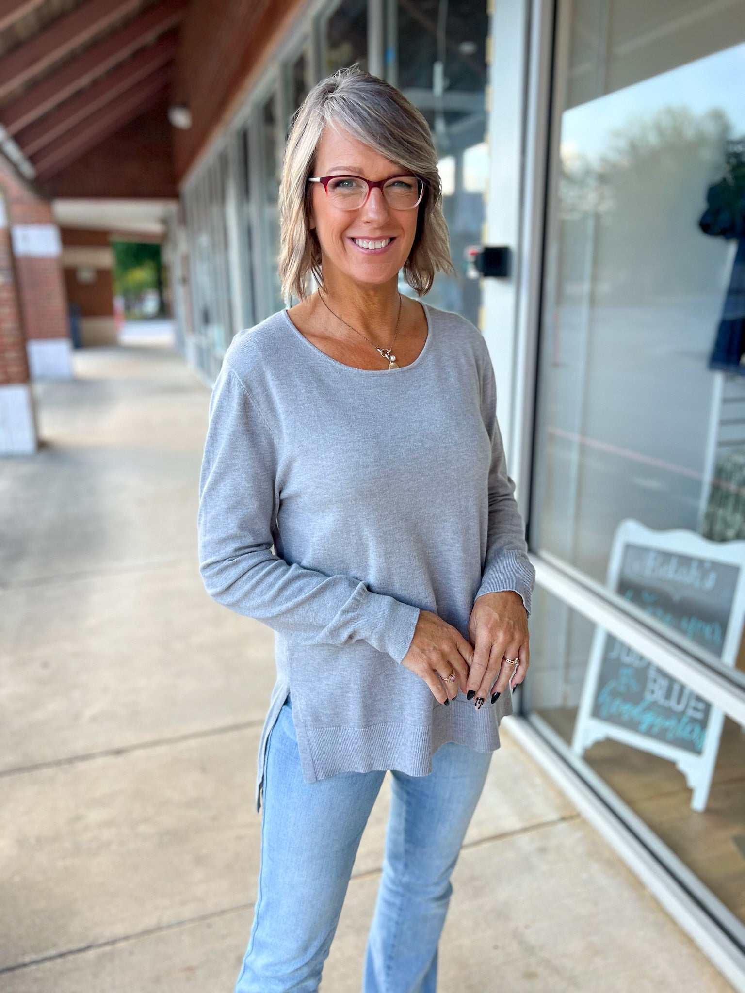 Off The Record Heather Gray Boat Neck High Low Sweater - A'Bekah's Boutique