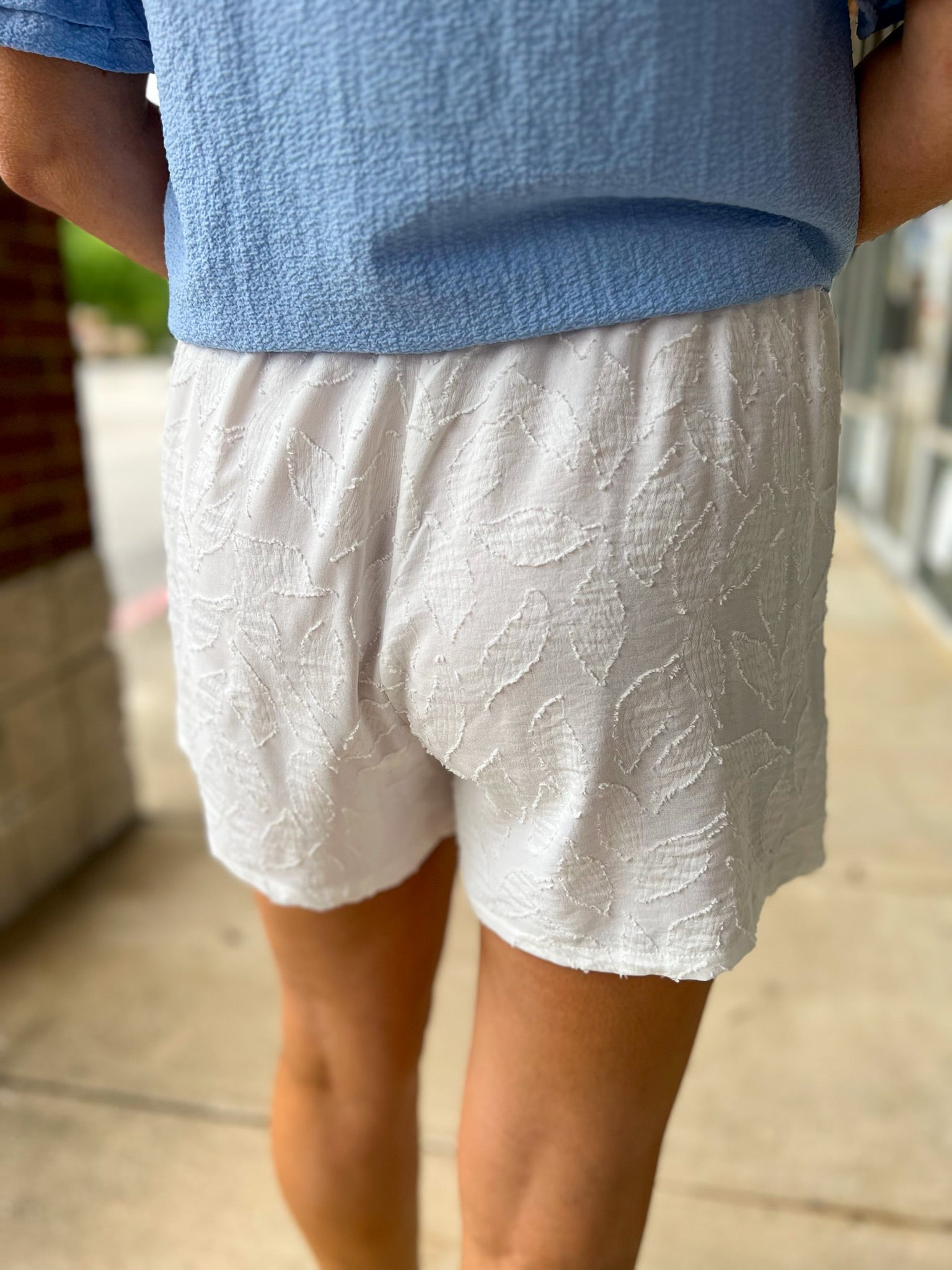 Off White Elastic Waist Shorts w/ Pockets - A'Bekah's Boutique
