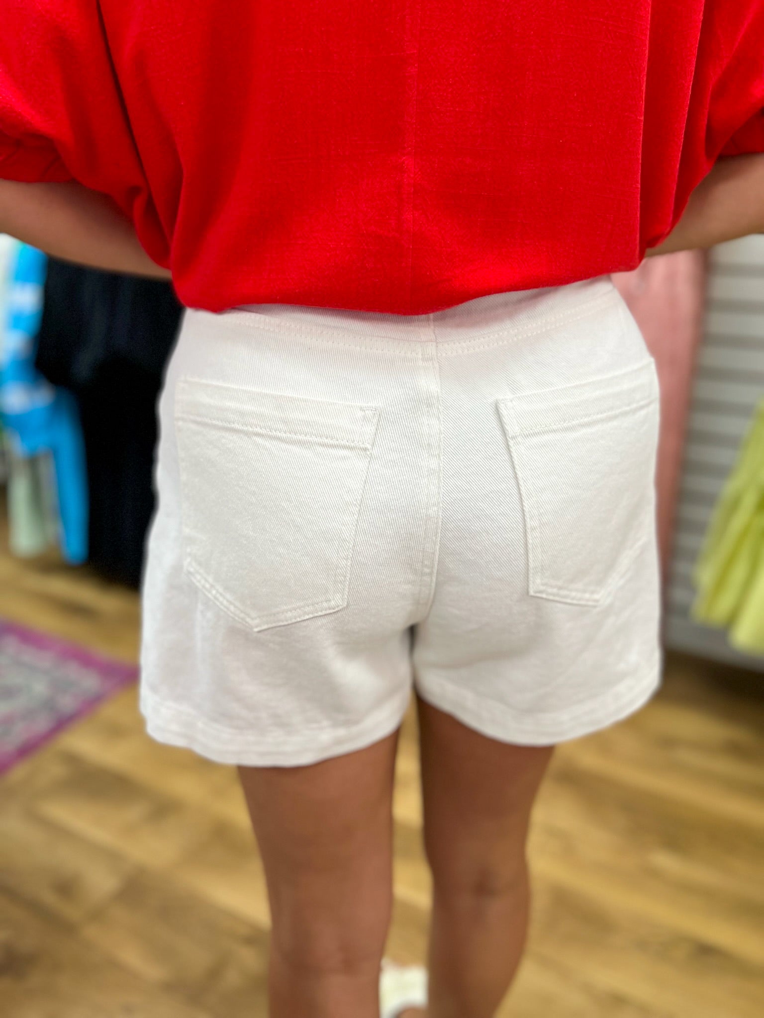 Off White Shorts with Front Seam Detail - A'Bekah's Boutique