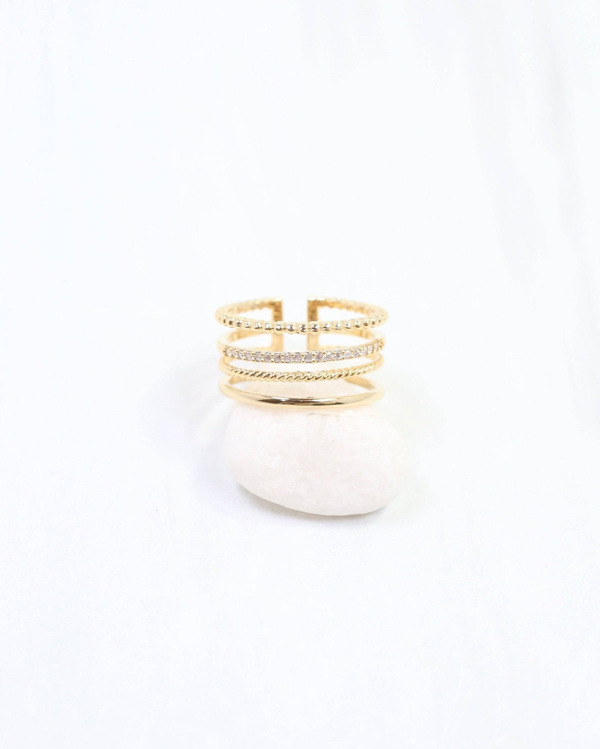 Olivia Four Row Adjustable Ring WR Gold - A'Bekah's Boutique