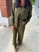 Only One For Me Olive Abstract Pattern Pants Set - A'Bekah's Boutique