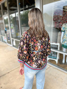 Only You Chocolate Floral 3/4 Length Sleeve Top - A'Bekah's Boutique
