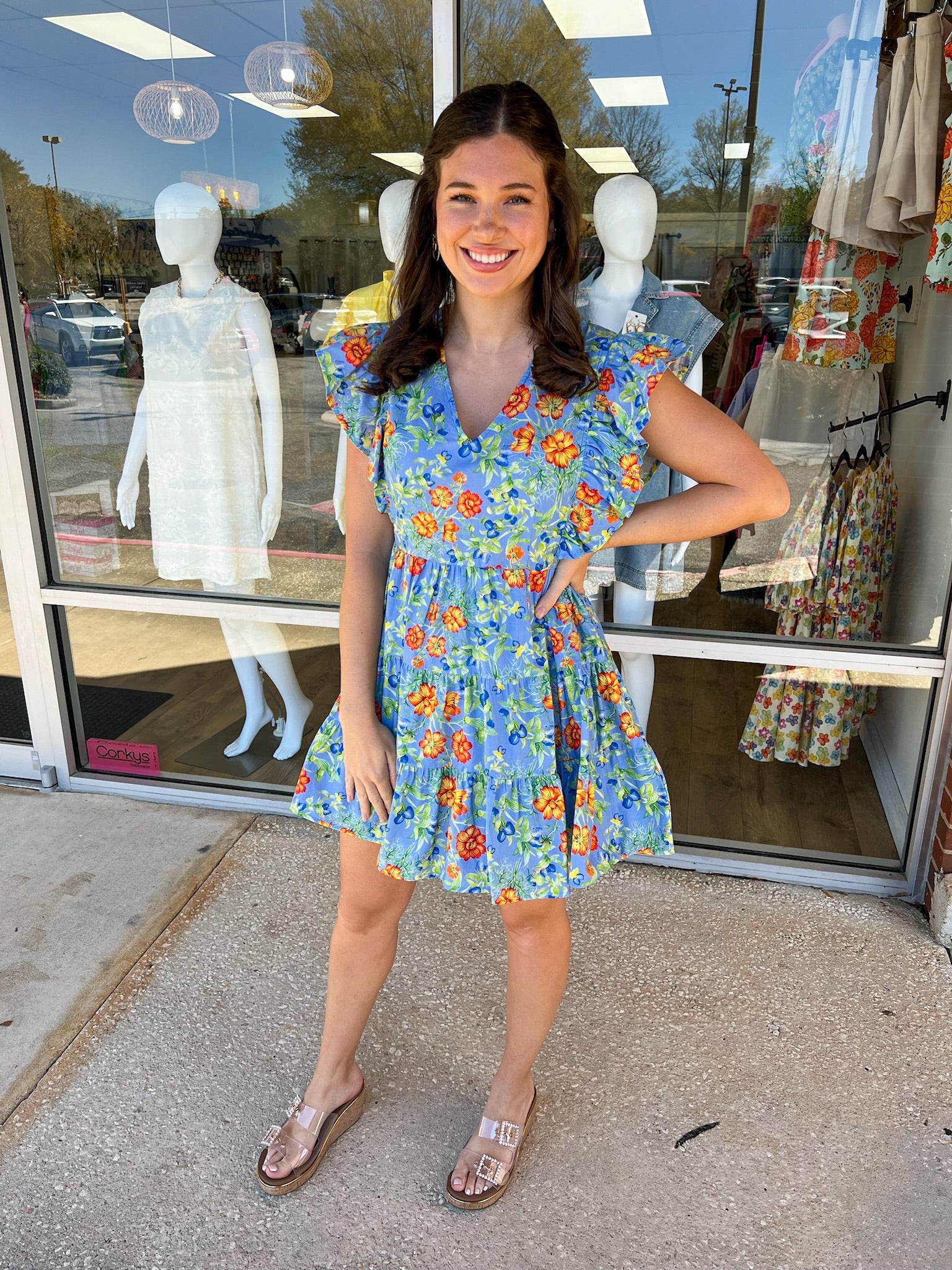 Out of Sight Blue Floral Mini Dress - A'Bekah's Boutique