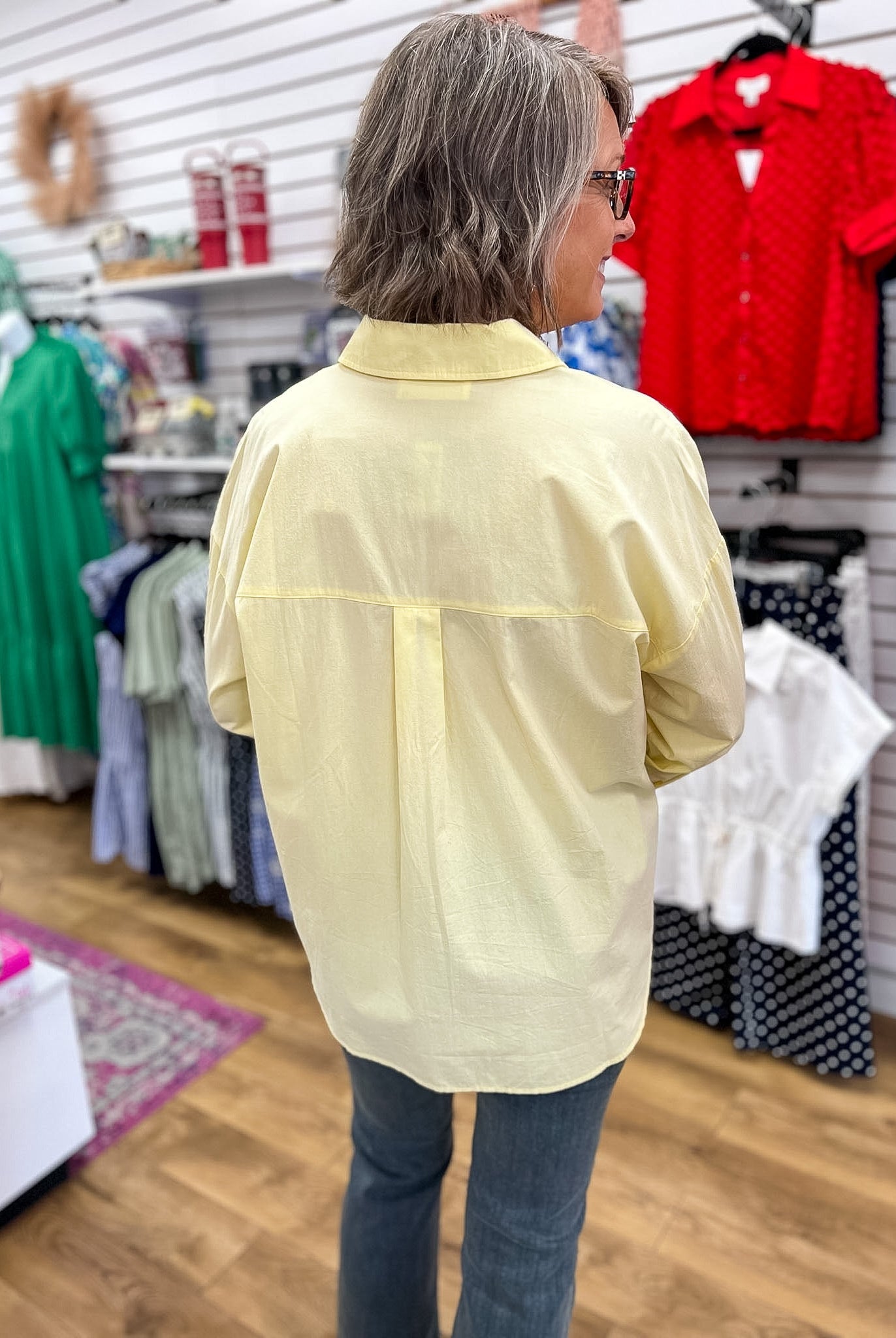 Pale Yellow Long Sleeve Button Up Poplin Shirt - A'Bekah's Boutique