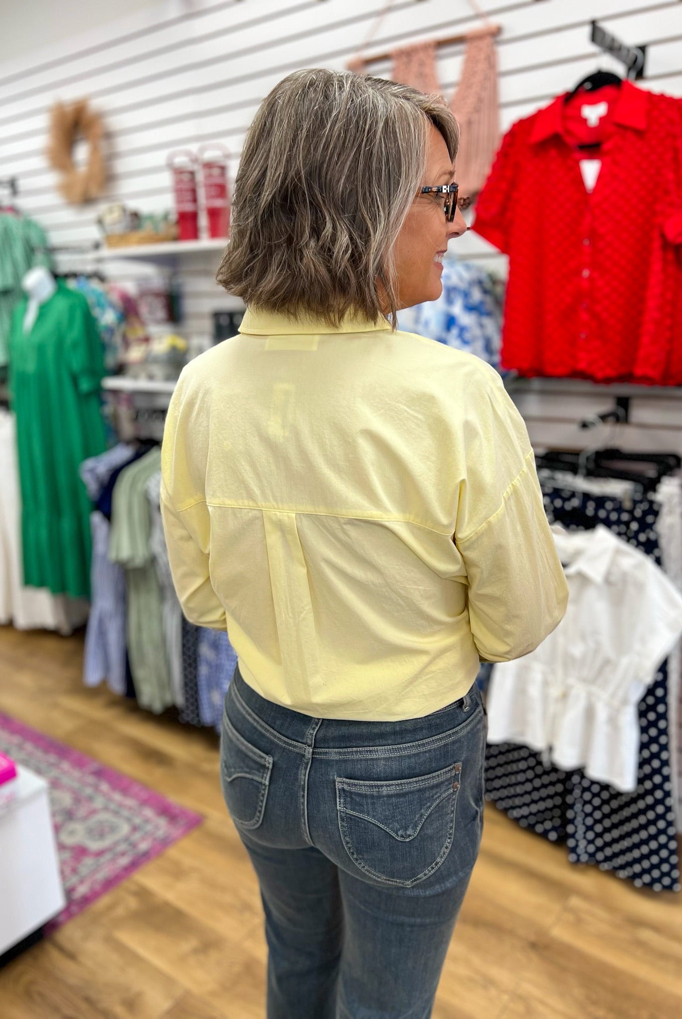 Pale Yellow Long Sleeve Button Up Poplin Shirt - A'Bekah's Boutique