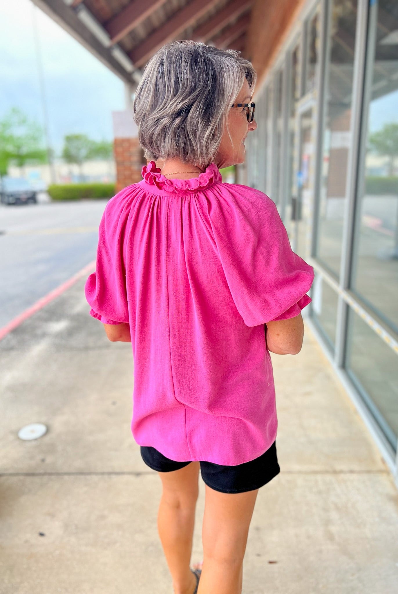 Peony Pink Linen Blend Top with Scallop Details - A'Bekah's Boutique