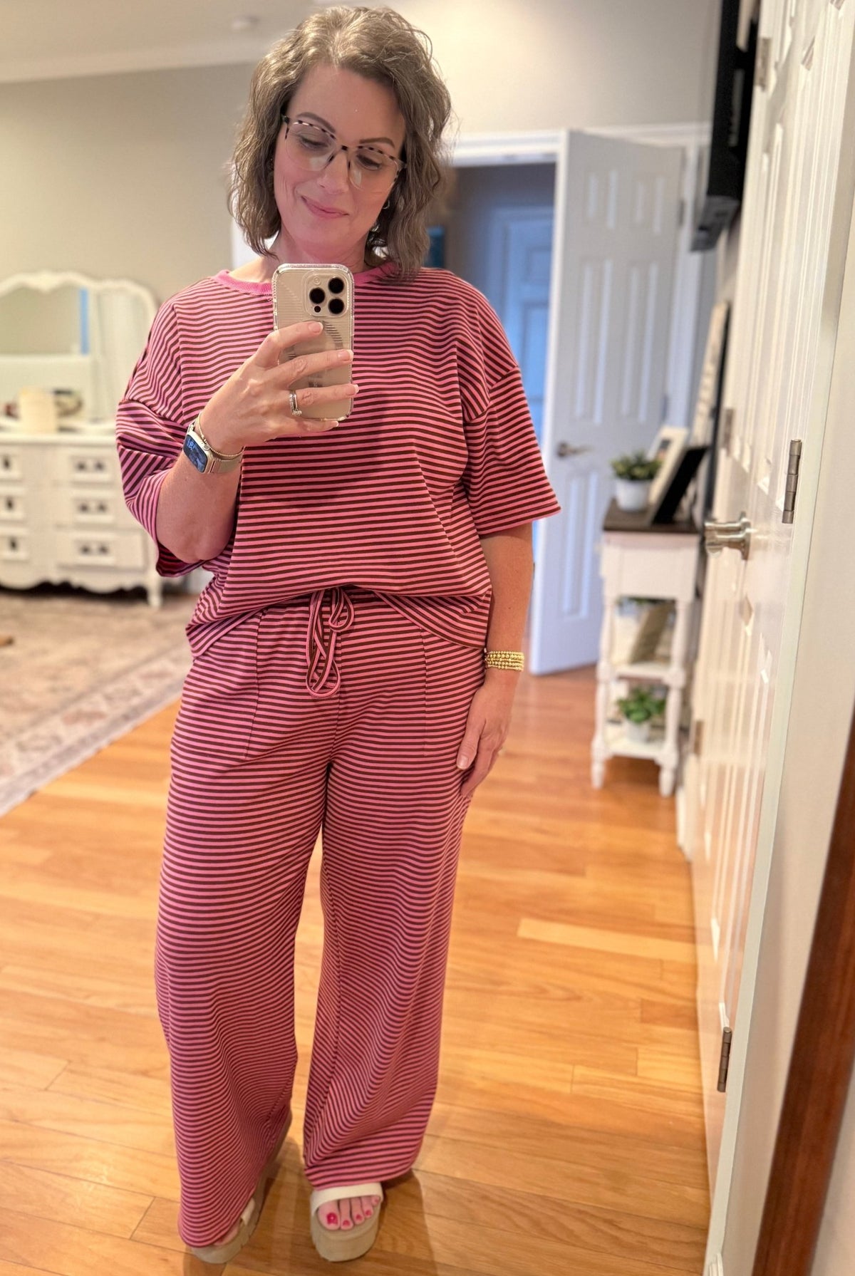 Pink and Brown Striped Pant Set - A'Bekah's Boutique