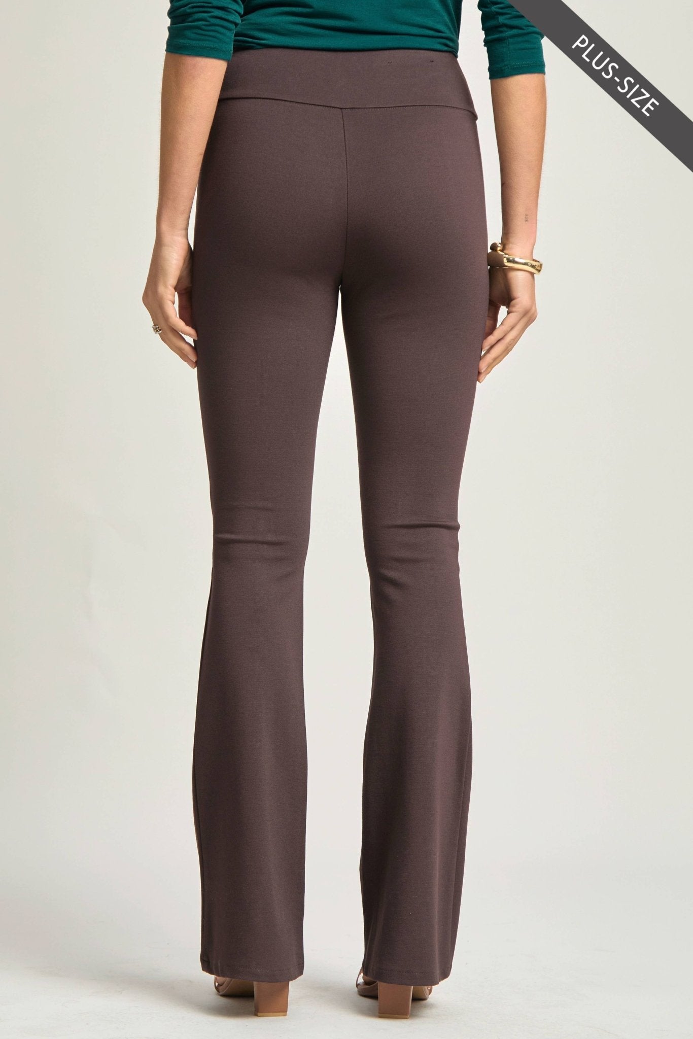 PLUS SIZE Brown Magic High Waisted Kick Flare Pants - A'Bekah's Boutique