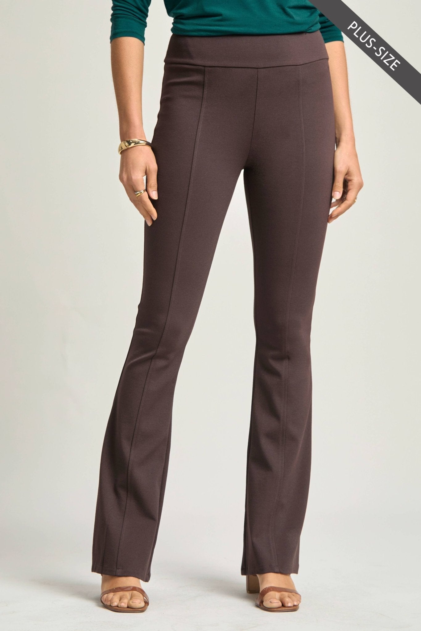 PLUS SIZE Brown Magic High Waisted Kick Flare Pants - A'Bekah's Boutique