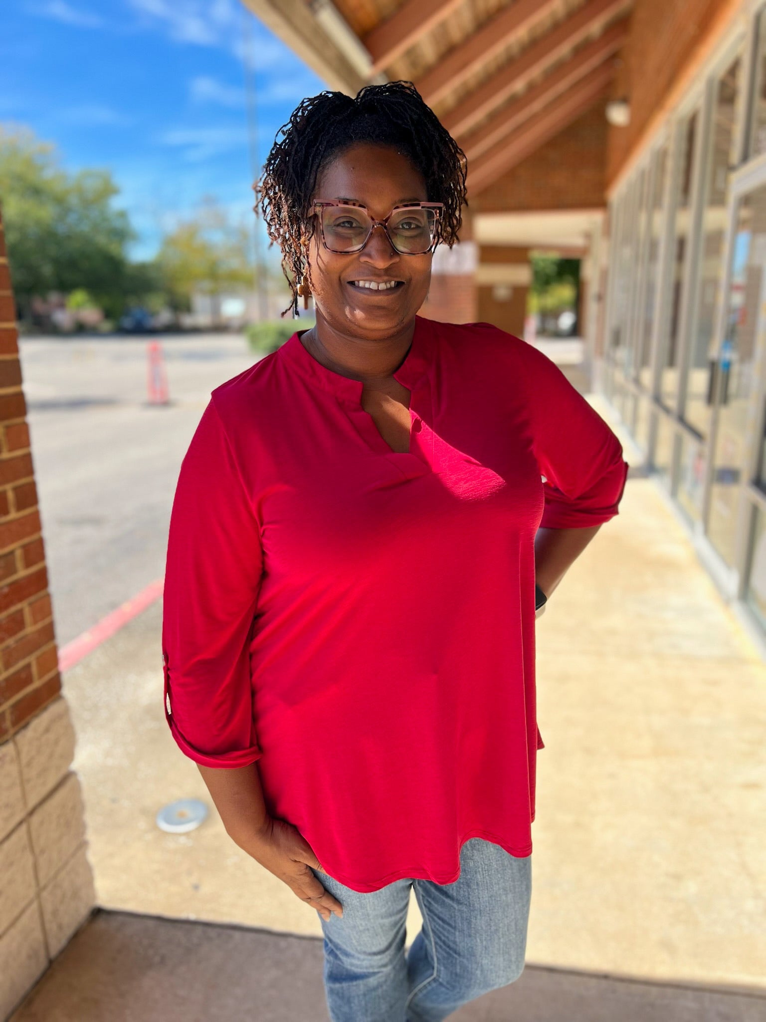 PLUS SIZE Travel Friendly 3/4 Sleeve Lizzy Blouse - A'Bekah's Boutique