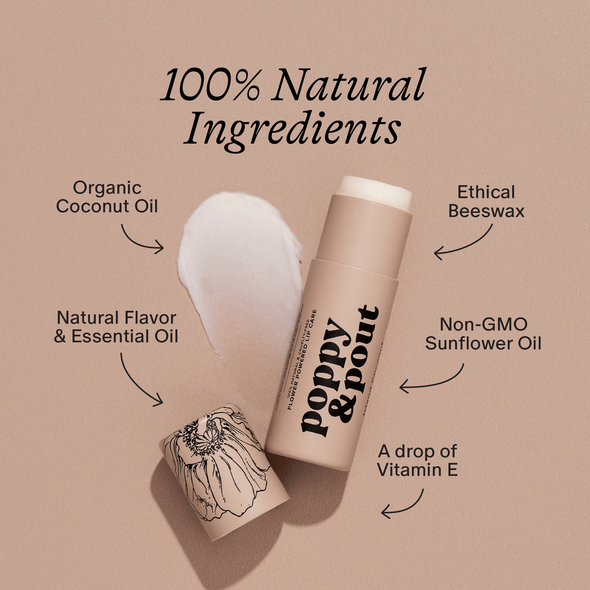 Poppy & Pout Lip Balm, Island Coconut - A'Bekah's Boutique
