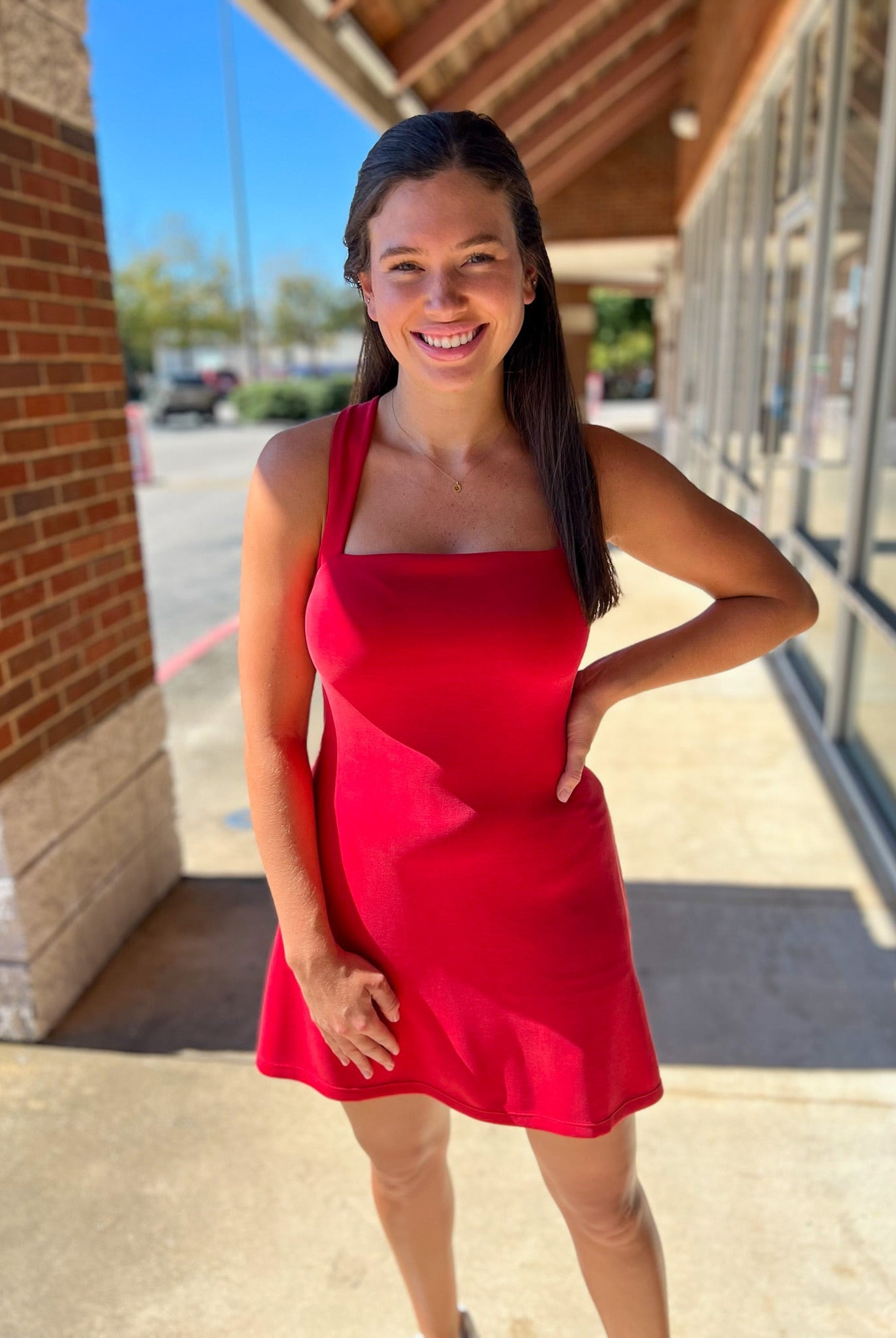 Red Active Dress with Built In Shorts - A'Bekah's Boutique