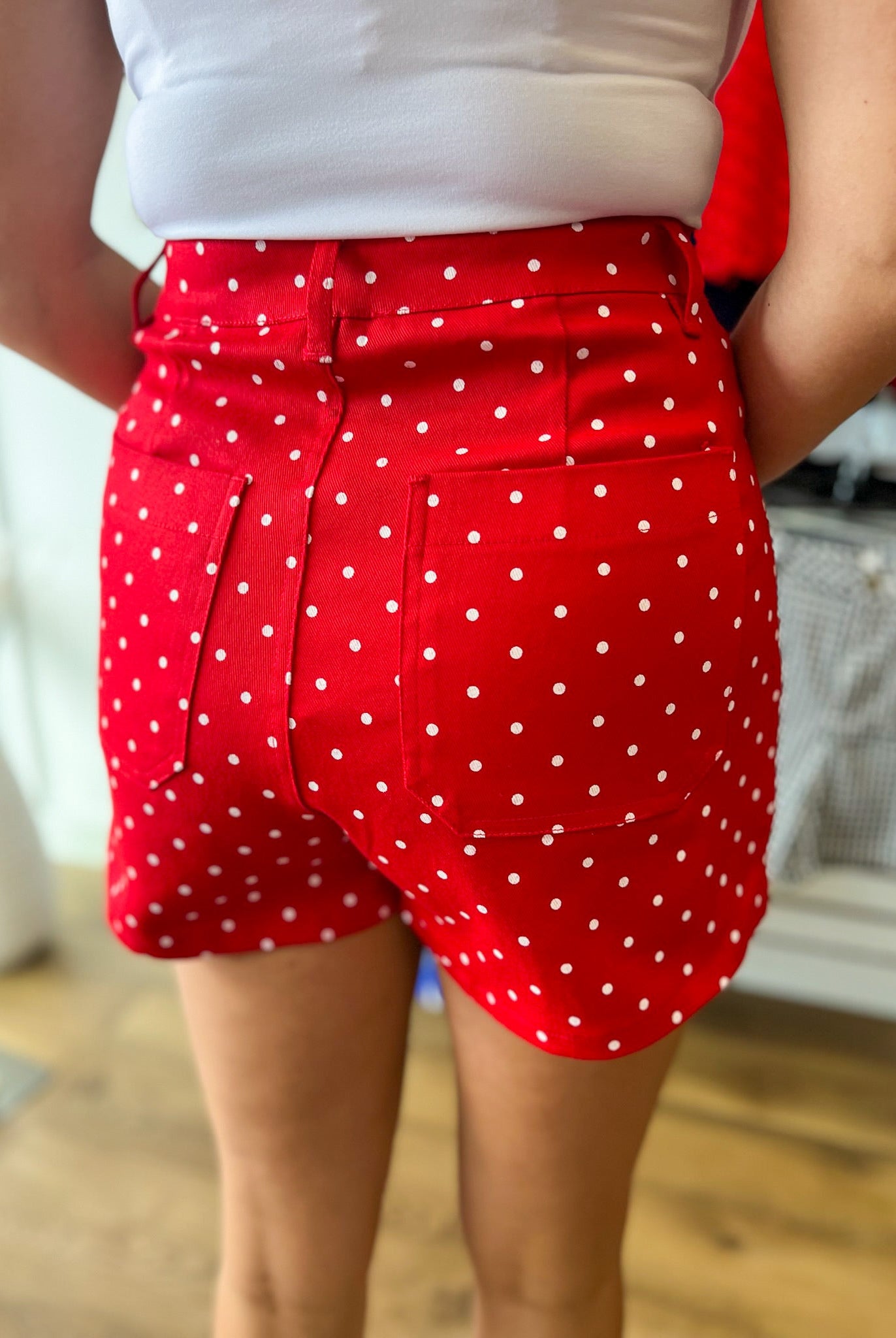 Red Polka Dot Shorts with Pockets - A'Bekah's Boutique