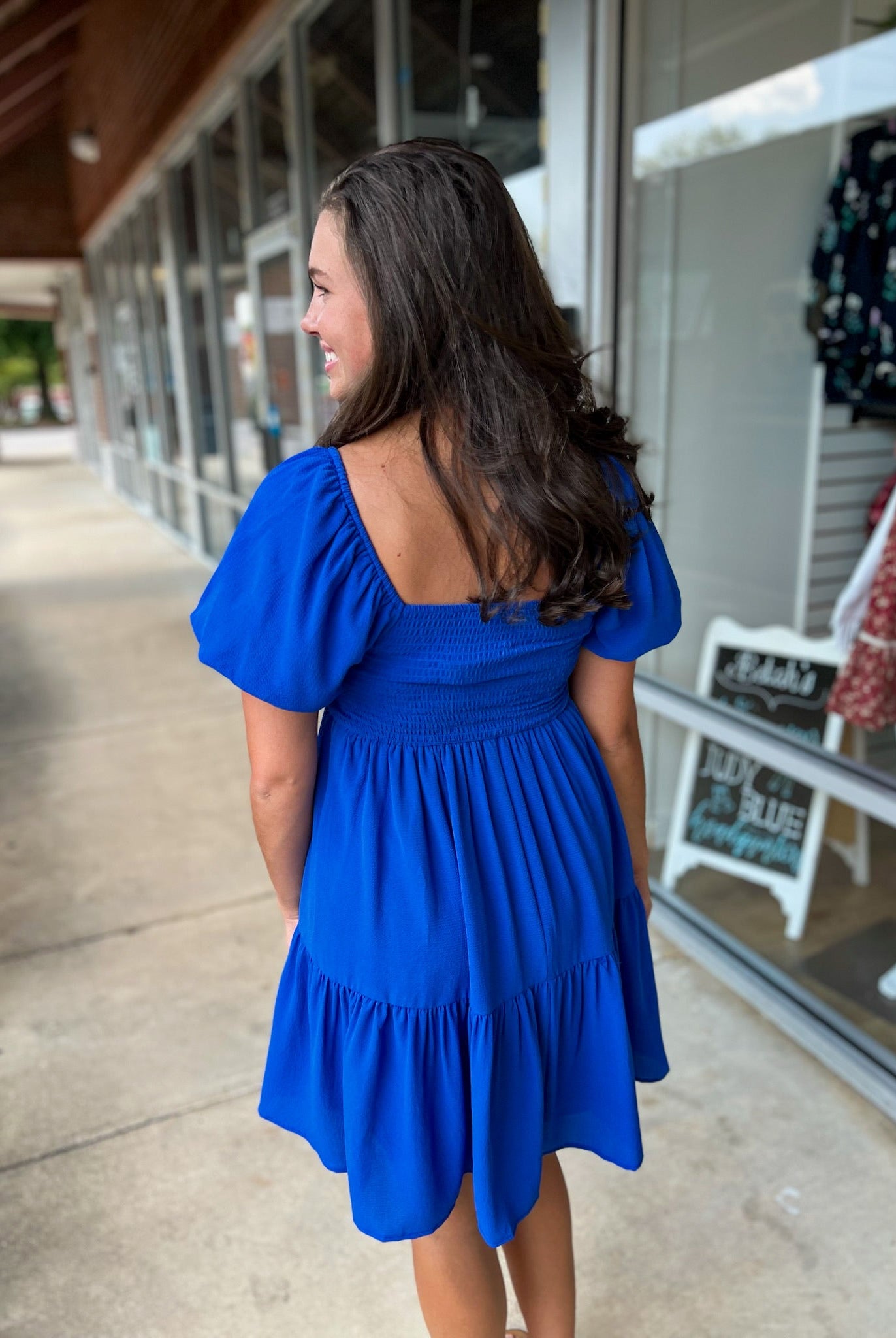 Royal Blue Tiered Dress with Short Bubble Sleeves - A'Bekah's Boutique