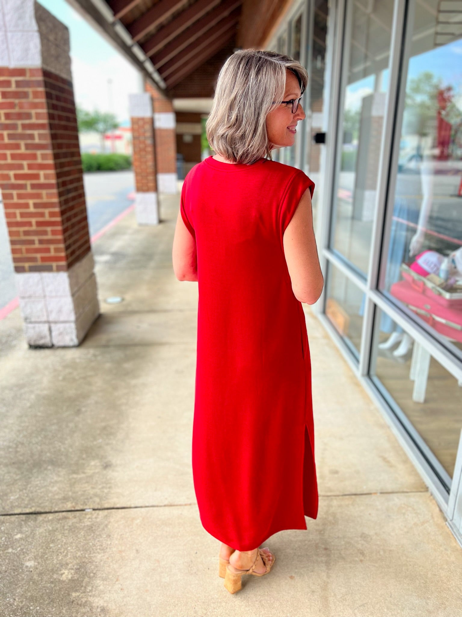 Sail Away Red Jersey Knit Midi Dress with Side Slits - A'Bekah's Boutique