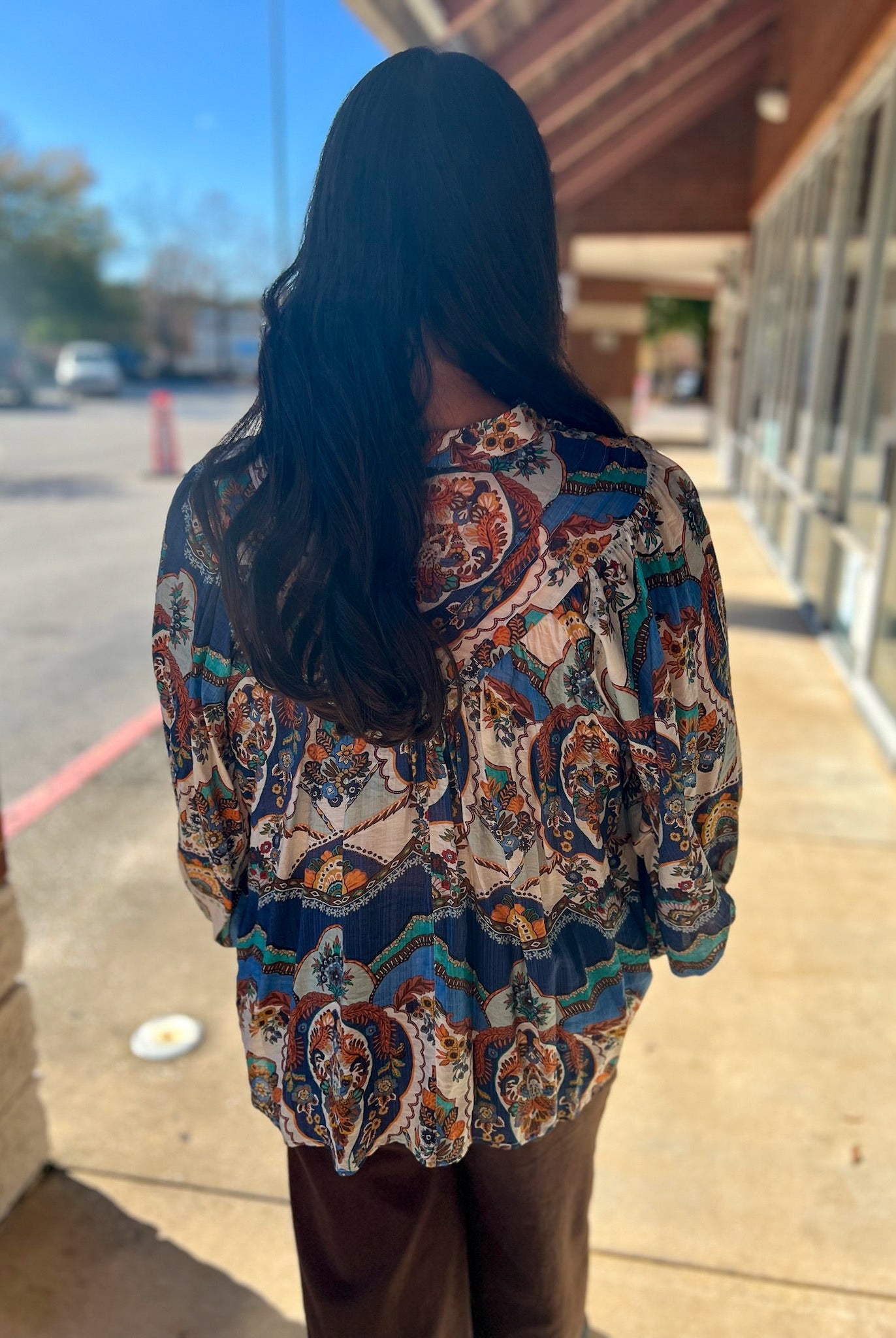 Sapphire Blue Long Sleeve Button Up Top - A'Bekah's Boutique