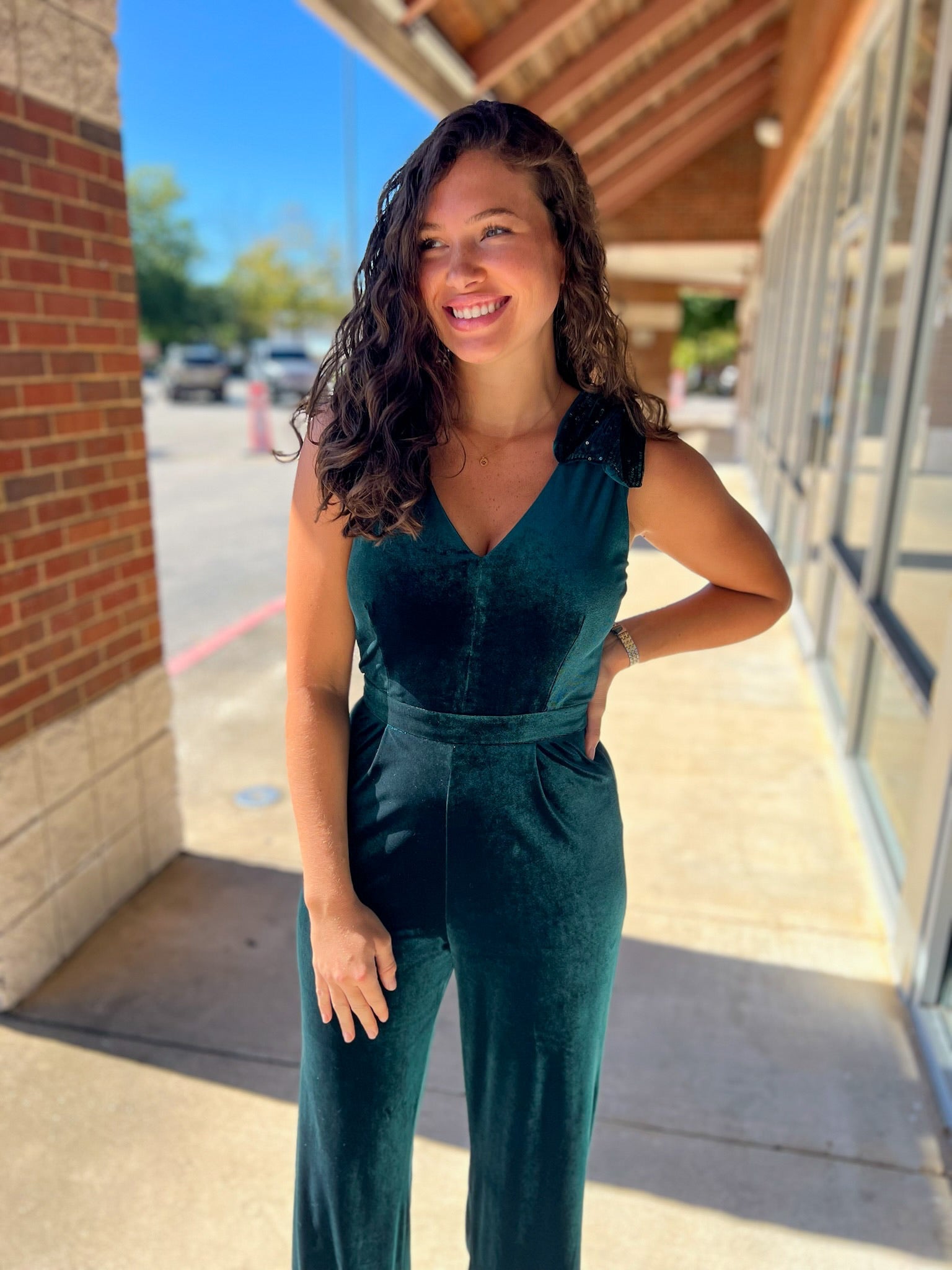 Save The Date Emerald Green Velvet Jumpsuit - A'Bekah's Boutique