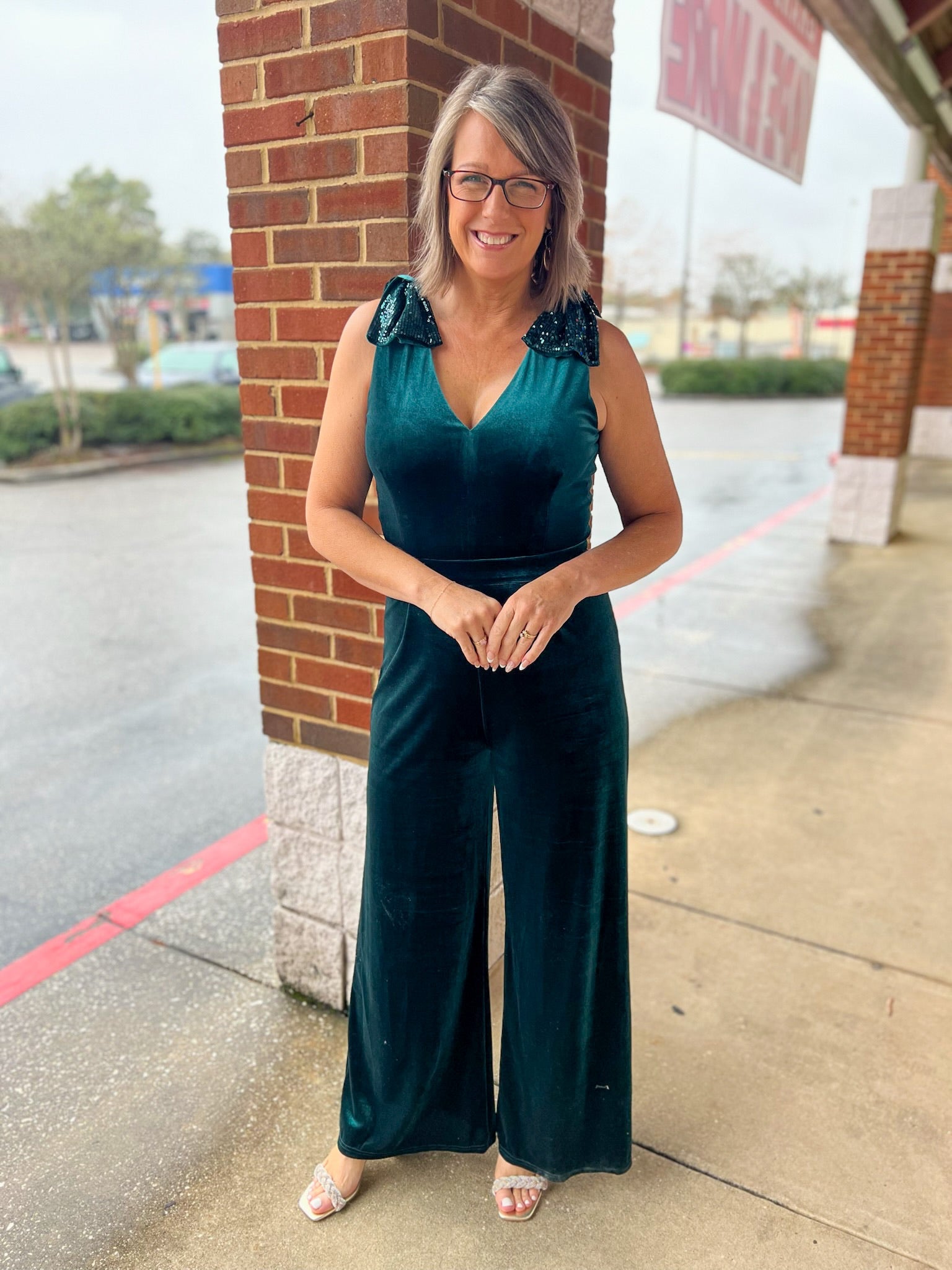 Save The Date Emerald Green Velvet Jumpsuit - A'Bekah's Boutique