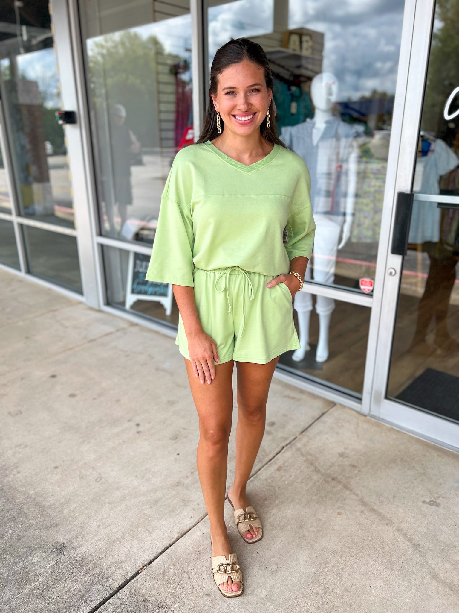 Seal the Deal Apple Green Short Sleeve Short Set - A'Bekah's Boutique