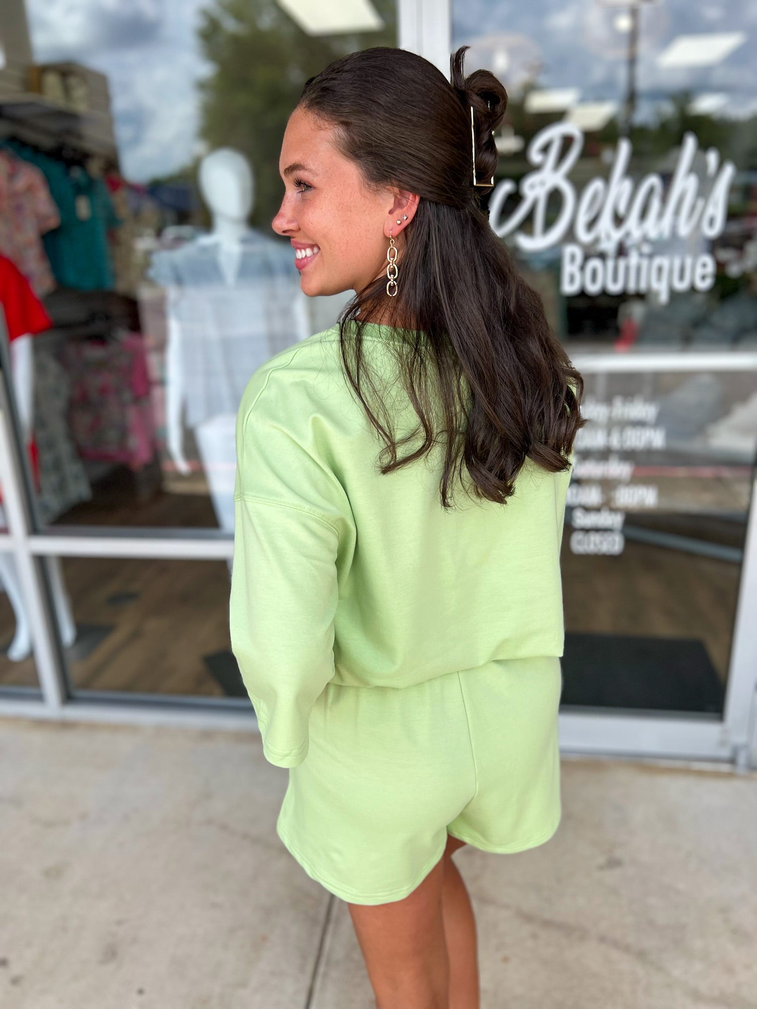Seal the Deal Apple Green Short Sleeve Short Set - A'Bekah's Boutique