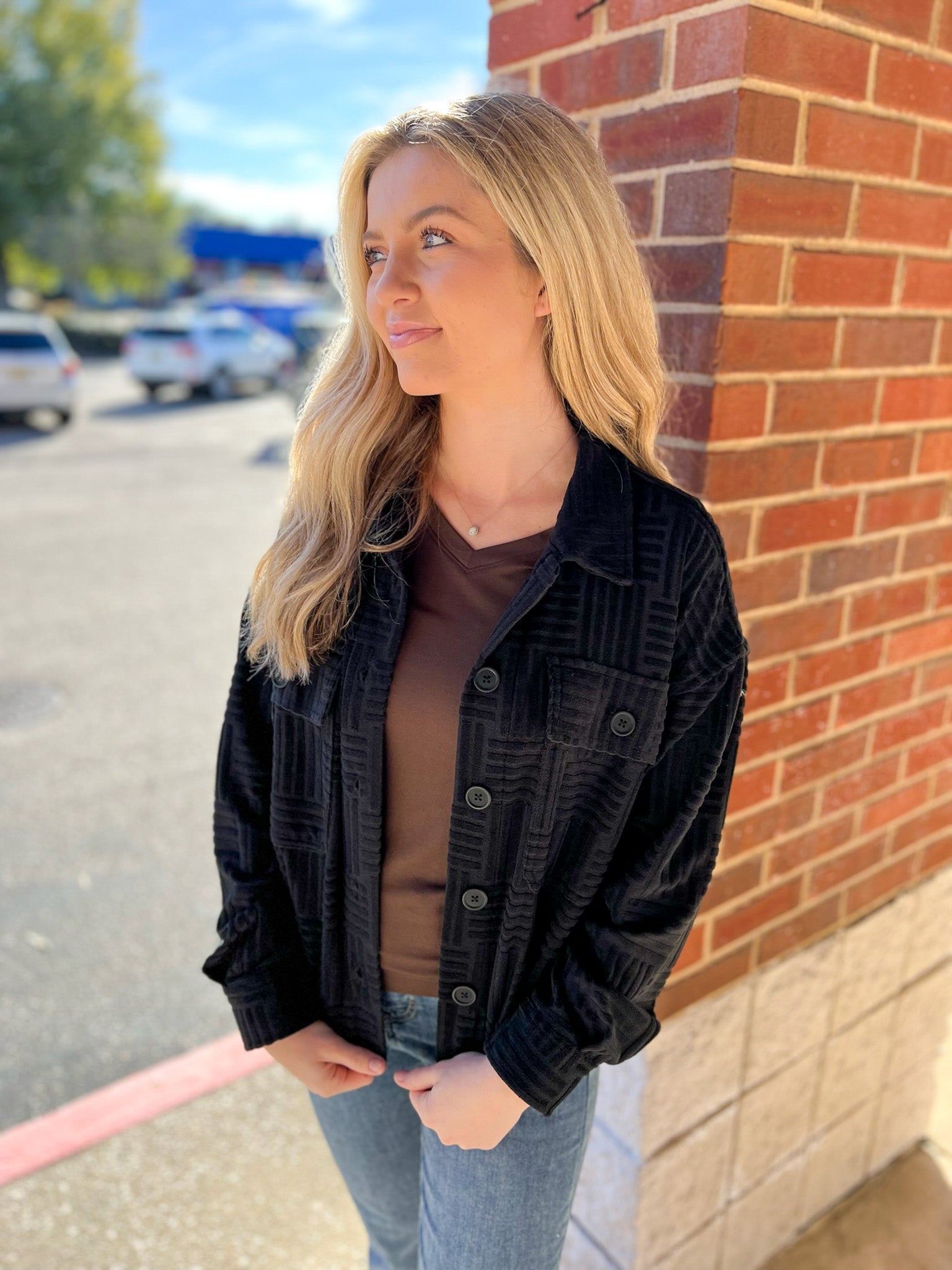 See You There Black Textured Shacket - A'Bekah's Boutique