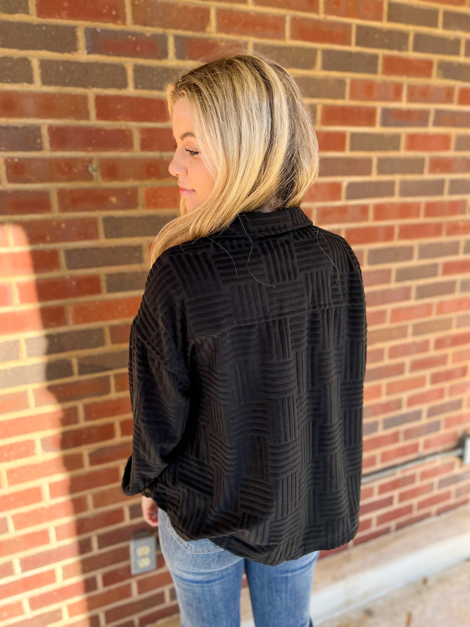 See You There Black Textured Shacket - A'Bekah's Boutique