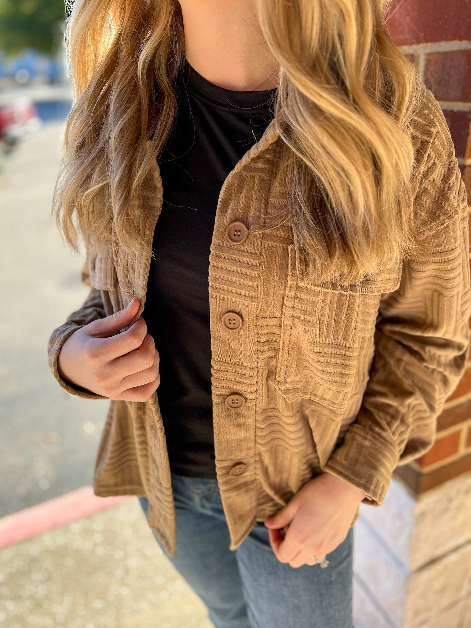 See You There Mocha Textured Shacket - A'Bekah's Boutique