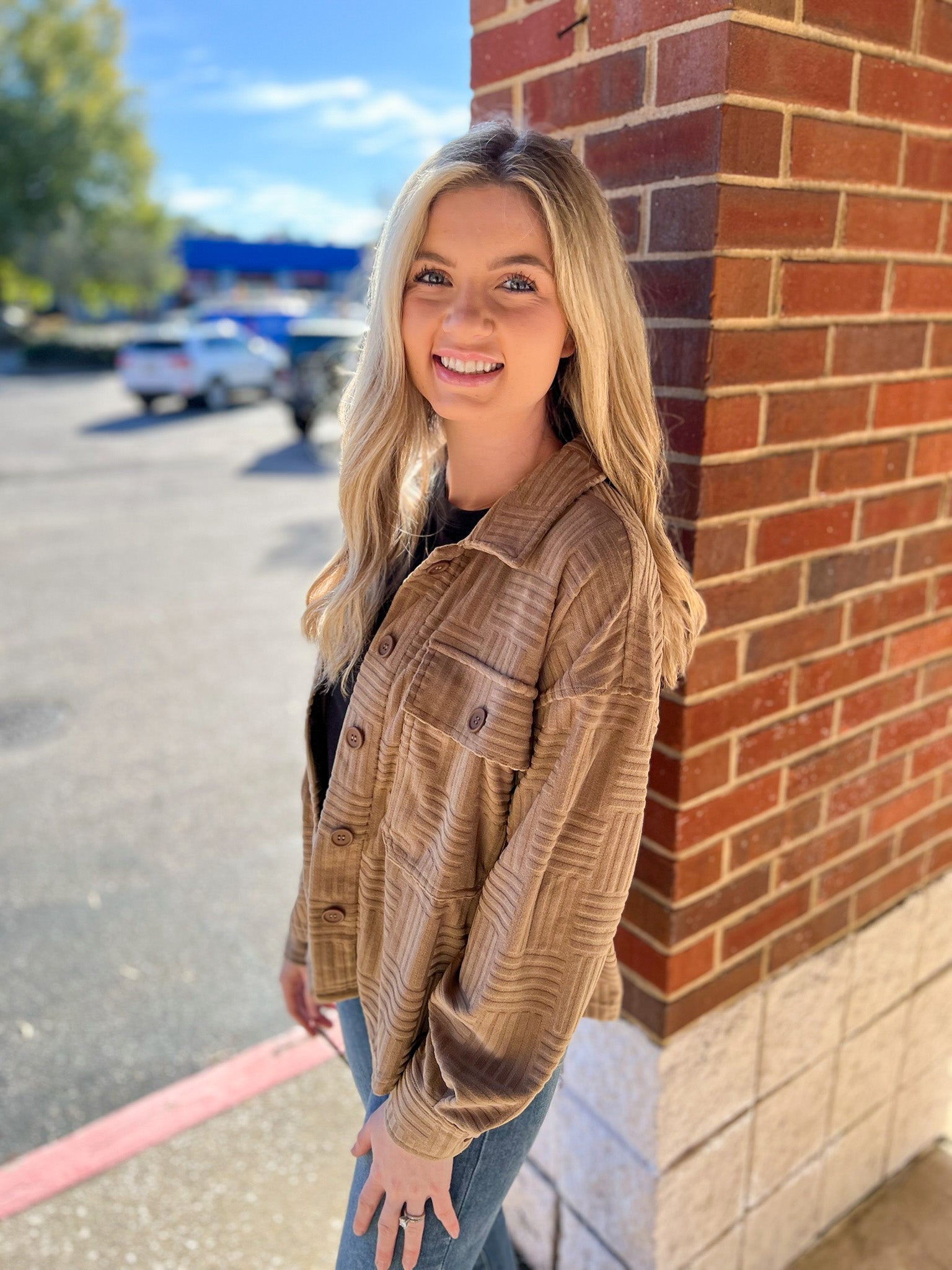 See You There Mocha Textured Shacket - A'Bekah's Boutique