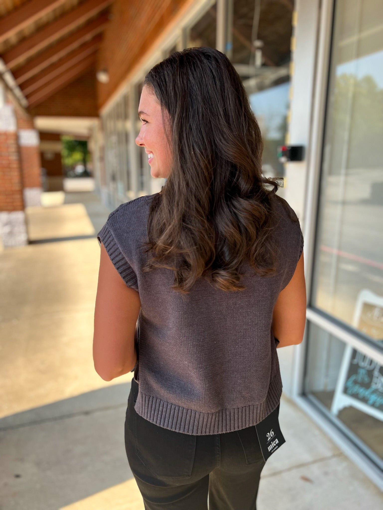 Side By Side Charcoal Gray Cropped Cable Knit Sweater with Side Ties - A'Bekah's Boutique