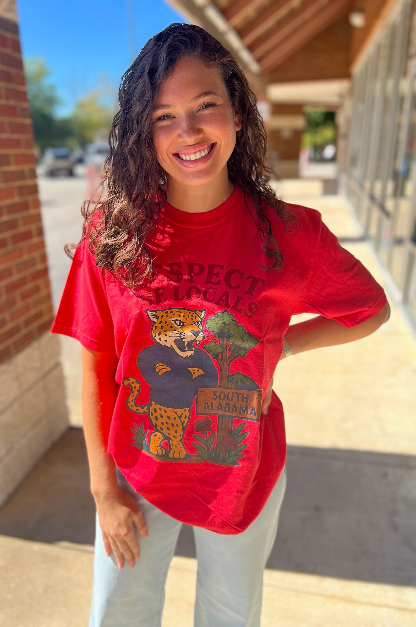 South Alabama Respect the Locals Jaguar Red T-Shirt - A'Bekah's Boutique